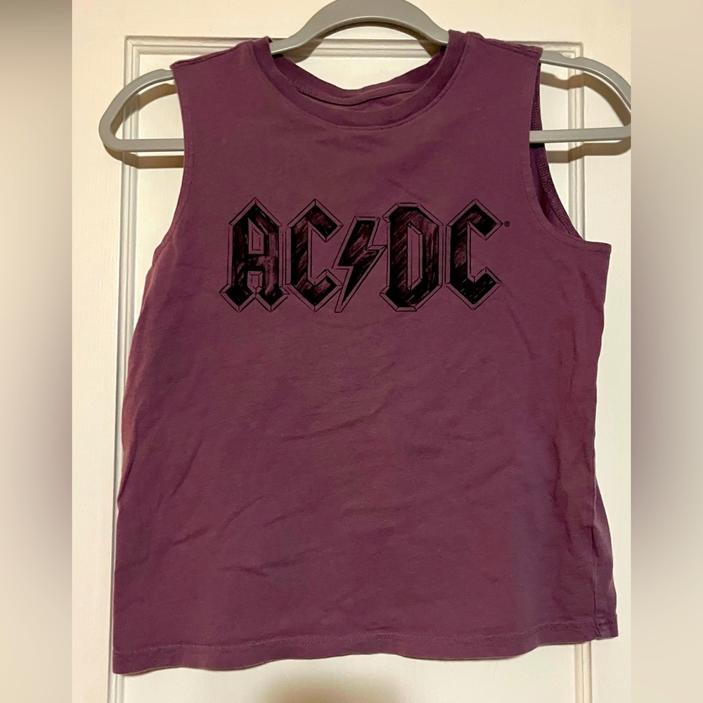 AC/DC purple half shirt . Size L